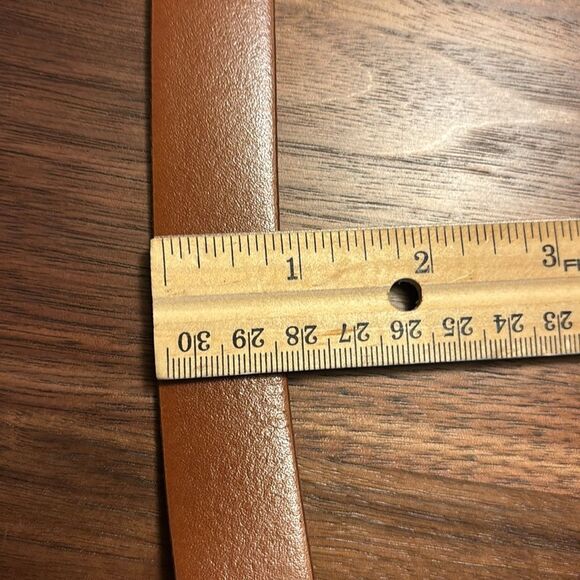 Banana Republic Tan Leather Belt with Gold Rectangle Buckle - M - Picture 7 of 8